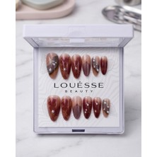 Louesse Beauty Louésse Mocha Pearl Takma Tırnak 12’li  Kahve Mermer Desenli Inci Detaylı Soft Luxe Nail