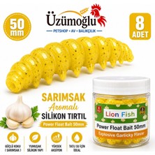 Üzümoğlu Sarımsak Aromalı Sarı Silikon Tırtıl 50MM 8 Adet Alabalık Yemi