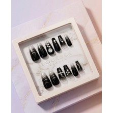 Louesse Beauty Louésse Obsidian Shine Takma Tırnak Seti 12’li  Siyah Ombre Taşlı & Parlak Geçişli Şık Model