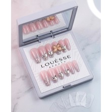 Louesse Beauty Louésse Blush Butterfly Takma Tırnak 12’li  Pembe Nude Simli Taşlı Soft Luxe Nail