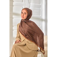 Silk Home %100 Vual Ipek Şal Desenli Taba Acı Kahve Tonlu 70X190