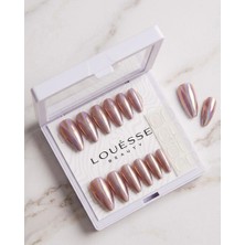 Louesse Beauty Louésse Rose Chrome Takma Tırnak 12’li  Ayna Efektli Parlak Rose Gold Nail Set