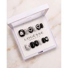 Louesse Beauty Louésse Midnight Bunny Takma Tırnak 12’li  Siyah Gümüş Kalpli Tavşan Cute Nail