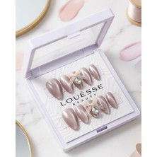 Louesse Beauty Louésse Blush Crystal Takma Tırnak 10’lu  Pembe Cat Eye Taşlı Kurdele Detaylı Şık Nail Set