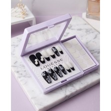 Louesse Beauty Louésse Noir Ribbon Takma Tırnak Seti 12’li  Siyah Beyaz Fiyonk & Inci Detaylı Şık Tasarım