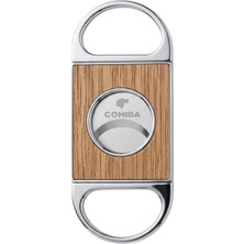Cohiba Ahşap Desenli Gümüş Metal Puro Makası Kesici - TR9333