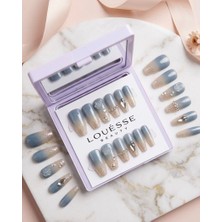 Louesse Beauty Louésse Ocean Glow Takma Tırnak Seti 12’li  Mavi Ombre Simli Taş Detaylı Yazlık Model