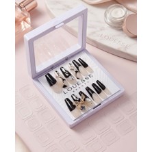 Louesse Beauty Louésse Midnight Pearl Takma Tırnak Seti 12’li  Siyah Nude Geçişli Taşlı & Inci Detaylı Şık Model