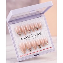 Louesse Beauty Louésse Golden Confetti Glow Takma Tırnak 12’li  Nude Simli Renkli Taşlı Elegant Nail