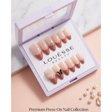 Louesse Beauty Louésse Peach Pearl Takma Tırnak Seti 12’li  Nude Geçişli Inci ve Taş Detaylı Zarif Model
