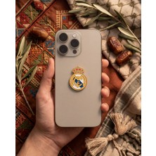 Zaytoon Metal Sticker Telefon Arka Süsü Real Madrid Logo 3D Kabartmalı Premium