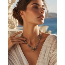 Solare Accessories Altın Kaplama Detaylı Yusufçuk Figürlü Mor Kristal Taş Kolye