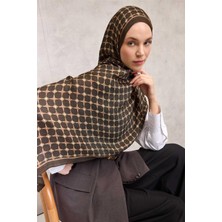 Silk Home Floş Viskon Organik Şal Koyu Kahve Halat Desenli Akışkan Dökümlü 75X195