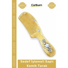 Carlburn #tarak Çiçek Desenli Antistatik Masaj Etkili Sağlıklı Kaliteli Sedef Işlemeli Saplı Kemik Tarak