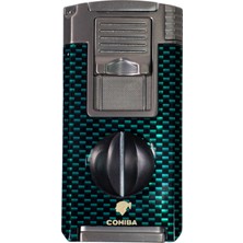 Cohiba Çift Torch Pürmüz Yeşil Karbon Desenli Puro Çakmağı - TR9044