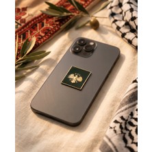 Zaytoon Metal Sticker Telefon Arka Süsü Suriye Pasaport Sembolü Minimal 3D