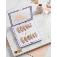 Louesse Beauty Louésse Champagne Glow Takma Tırnak Seti 12’li  Nude Işıltılı Taş Detaylı Zarif Model