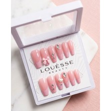 Louesse Beauty Louésse Pink Love Bow Takma Tırnak 12’li  Pembe Fiyonk Kalp Detaylı Sweet Crush Nail