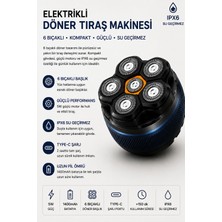 FaroxTech 6 Bıçaklı Elektrikli Döner Tıraş Makinesi Ipx6 Su Geçirmez Type-C Şarjlı Erkek Tıraş Cihazı