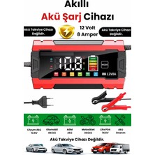 Yussraw AUHMA12V 8A Akıllı Akü Şarj Cihazı 12V 8A LCD Ekranlı Pulse Repair Otomatik Akü Şarj & Desülfatör