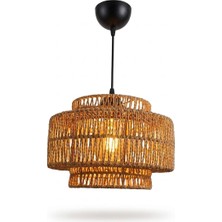 Işıksan Aydınlatma Moka Organik El Örmesi Avize - Bambu Ipli Modern Sarkıt 31 cm E27 Duy