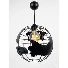 Işıksan Aydınlatma Atlas Metal Avize - Soyut Dünya Küresi Desenli Tasarım Sarkıt 29 cm E27 Duy