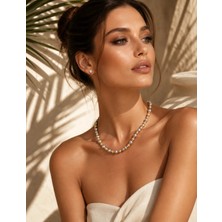 Solare Accessories Altın Kaplama Detaylı Cam Inci & Lav Taşı Kolye
