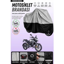 Cemku Double Gri Üst - Siyah Alt, Arka Çanta Uyumlu Bajaj Pulsar Ns 200 Ug Motosiklet Brandası