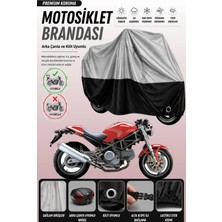Cemku Double Gri Üst - Siyah Alt, Arka Çanta Uyumlu Ducati Monster 620IE Motosiklet Brandası