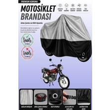 Cemku Double Gri Üst - Siyah Alt, Arka Çanta Uyumlu Mondial 125 Mg Classic Motosiklet Brandası