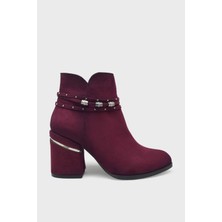 Caprito Kadın Topuklu Bot Süet Bordo CPRT-K18105