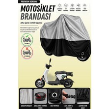 Cemku Double Gri Üst - Siyah Alt, Arka Çanta Uyumlu Yuki QM50QT-6E Snoopy Motosiklet Brandası