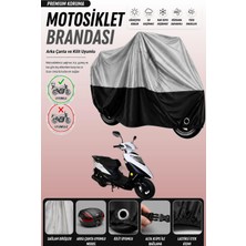 Cemku Double Gri Üst - Siyah Alt, Arka Çanta Uyumlu Motolux Rossi 50 Motosiklet Brandası