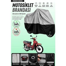 Cemku Double Gri Üst - Siyah Alt, Arka Çanta Uyumlu Yamaha Crypton Motosiklet Brandası