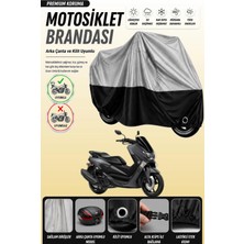 Cemku Double Gri Üst - Siyah Alt, Arka Çanta Uyumlu Yamaha Nmax 155 Motosiklet Brandası