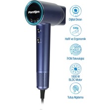 Fantom Jolie Sk 2500 Mavi Saç Kurutma Makinesi 1600 W 3 Kademe Isı Ayarı ve 2 Kademe Hız