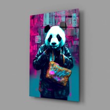 İnsigneart Alışverişçi Panda Cam Tablo || Tasarımcı Koleksiyonu
