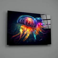 İnsigneart Insigne Art Design Neon Denizanası Cam Tablo || Tasarımcı Koleksiyonu