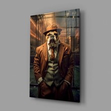İnsigneart Insigne Art Design Takım Elbiseli Bulldog Cam Tablo || Tasarımcı Koleksiyonu