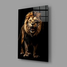 İnsigneart Insigne Art Design Karanlıktaki Aslan Cam Tablo || Tasarımcı Koleksiyonu