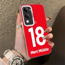 HONTINGA Vivo Y04 ile Uyumlu Kılıfı Silikon Kenar Sert Arka Düşüme Önleyici Basitlik Anti Düşme Kamera Korumali Dünya Kupası 18 Numara Mert Müldür Desen Telefon Kılıfı K1-1221