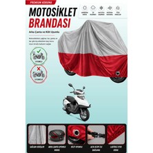 Cemku Double Gri Üst - Kırmızı Alt, Arka Çanta Uyumlu Yuki Active 50 Motosiklet Brandası