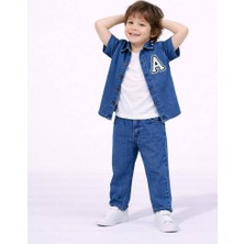 Miniko Kids Erkek Çocuk Kot Gömlekli 3lü Kot Takım