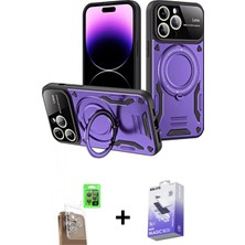 İlk El Grup Pilelistore™ iPhone 16 Pro Max Kılıf Kıvılcım Modern Serisi - Siyah Bilvis 5in1 5d Magic Hayalet Cam Ekran Koruyucu + Raze Metal Kamera Lens - Cltm