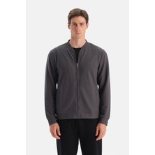 Dagi Antrasıt Fermuarlı Cepli Sweatshirt