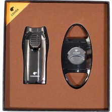 Cohiba Çakmak Kesici Ikili Gunmetal Puro Seti - TR9109