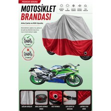 Cemku Double Gri Üst - Kırmızı Alt, Arka Çanta Uyumlu Kawasaki Ninja Zx-4rr 40. Yıl Motosiklet Brandası