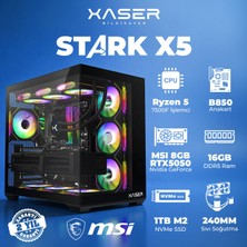 Xaser Stark X5 Ryzen 5 7500F 16GB Ram 1tb M.2 Nvme SSD 8gb RTX5050 Sıvı Soğutmalı Oyuncu Bilgisayarı
