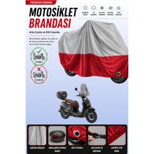 Cemku Double Gri Üst - Kırmızı Alt, Arka Çanta Uyumlu Rks Vps 125 Motosiklet Brandası
