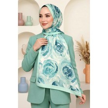 Hadiora Kadın Su Yeşili Gül Desenli Soft Şal